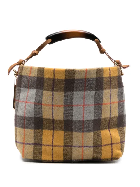 la milanesa tartan check tote bag Yellow AMATG