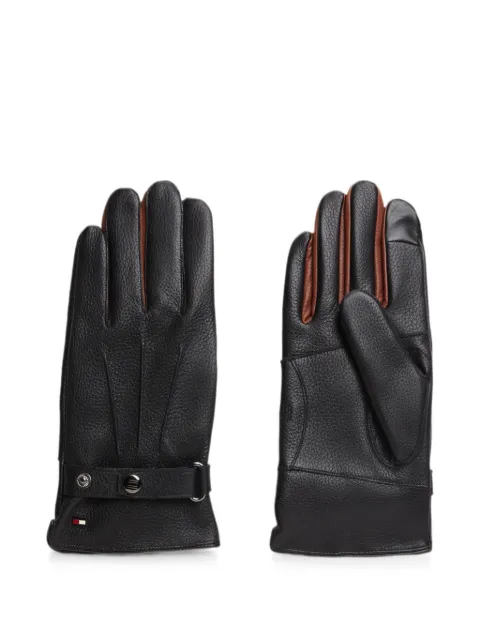 Tommy Hilfiger logo-plaque touch-strap gloves Black AM0AM14850BDS
