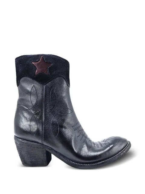 Madison Maison Pointy star-patch embroidered ankle boots Blue 2039ROUND