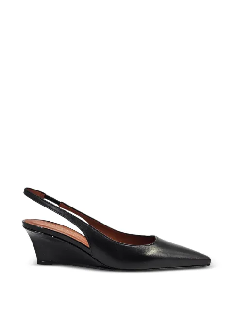 Madison Maison Loux leather slingback wedge pumps Black LOUX