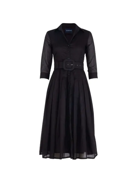 Samantha Sung Audrey belted pleated midi dress Black SOLIDCOTTONSILK