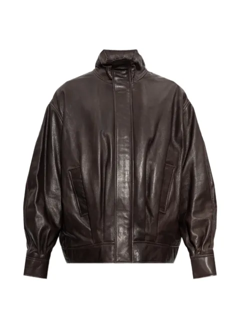Arma Paulo high-neck leather jacket Brown 010G26606105