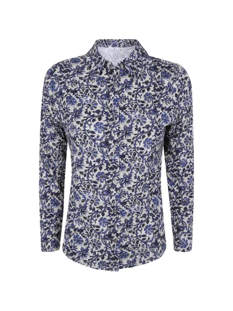 Why Ci floral-print long-sleeve shirt Blue WH0636099