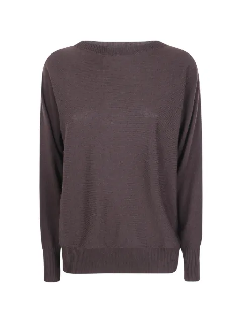 D.Exterior ribbed-trim sweater Brown 63290