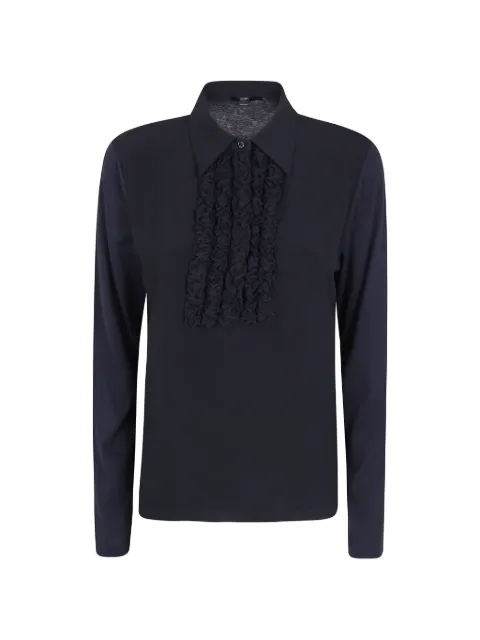 Seventy ruffle-trimmed long-sleeve shirt Black MJ2148890180