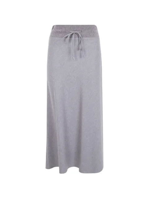 D.Exterior drawstring-waistband wool skirt Brown 63745