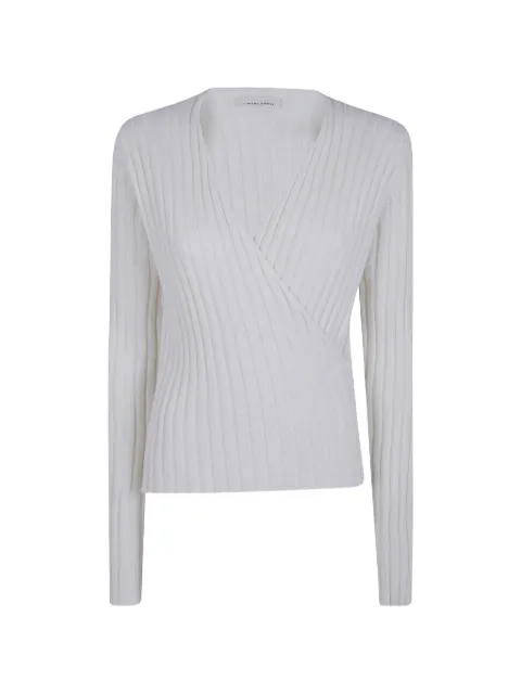 Liviana Conti ribbed-knit wrap-style sweater White F6WC08