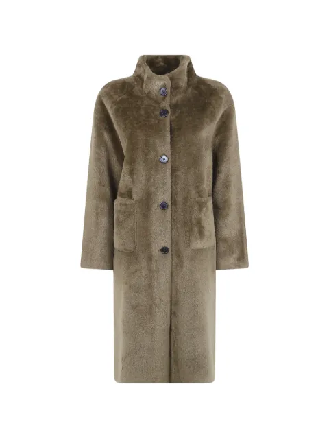 Betta Corradi faux-fur single-breasted coat Green B309SHAO