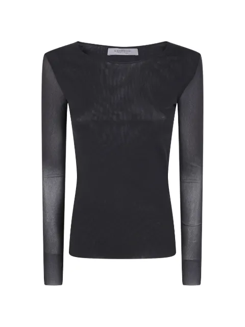 D.Exterior sheer long-sleeve top Black 63800