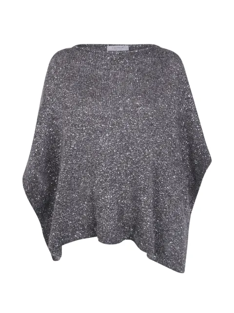 D.Exterior sequin-embellished knitted poncho Grey 63161