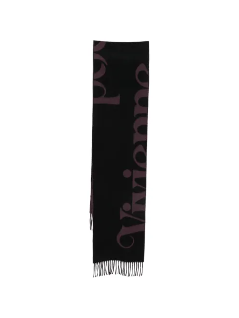 Vivienne Westwood logo-intarsia fringed scarf Black 8103013IW01MU
