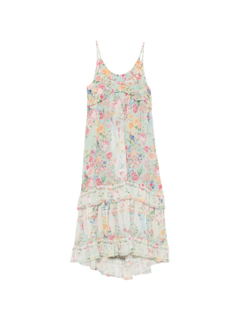 FARM Rio floral-print ruffled dress Green 355369