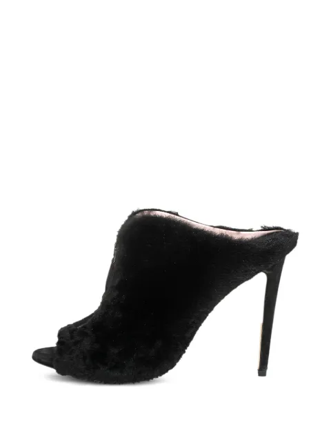 Miu Miu Pre-Owned shearling peep-toe ankle boots Black 404509