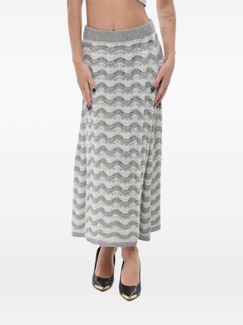 COLOUR MARKET chevron-knit midi skirt Grey 067ARGENTO