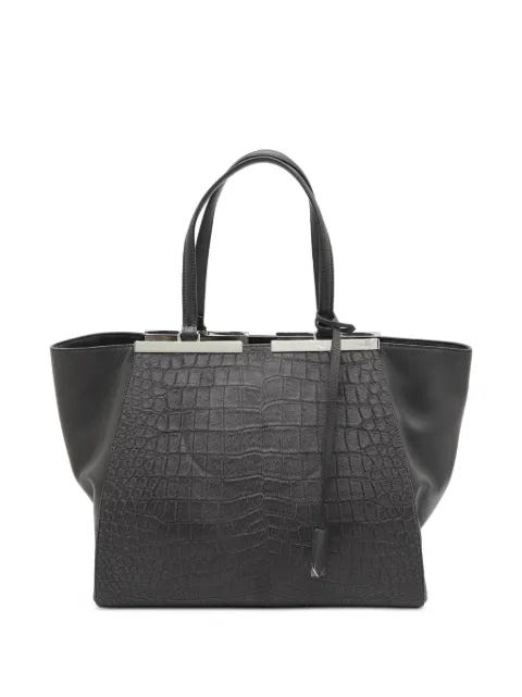 Fendi Pre-Owned 2014 large 3Jours croc-embossed tote bag Grey 1395175