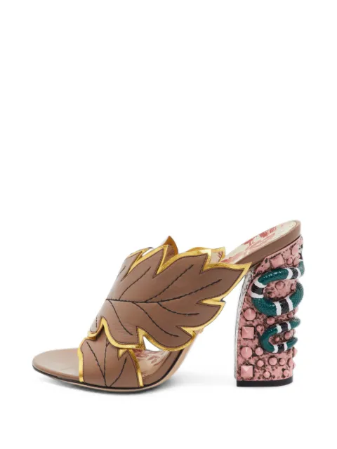Gucci Pre-Owned Webby leaf-embellished sandals Neutrals 1394297