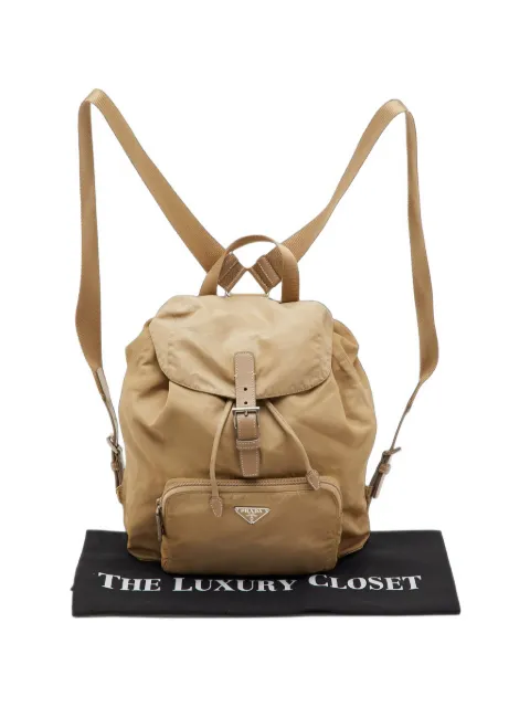 Prada Pre-Owned logo-detail drawstring backpack Neutrals 1394379