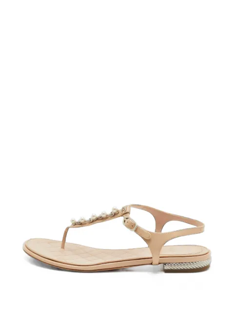CHANEL Pre-Owned CC T-strap sandals Neutrals 1384439