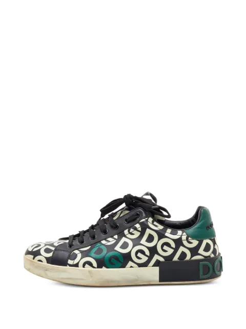 Dolce & Gabbana Pre-Owned Portofino DG Mania lace-up sneakers Black 1397608