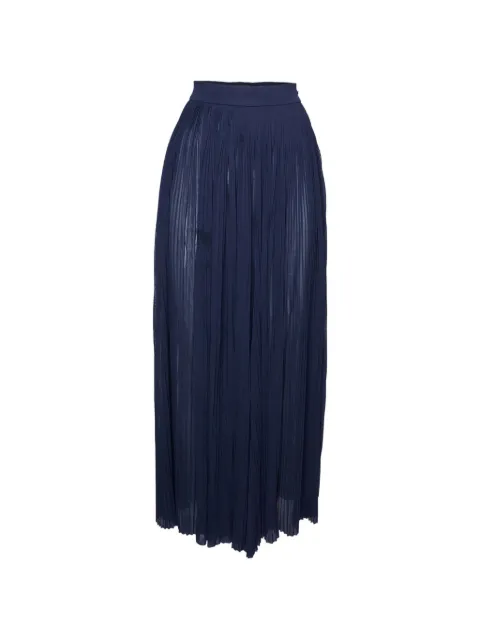 CHANEL Pre-Owned pleated jersey palazzo pants Blue 1392361