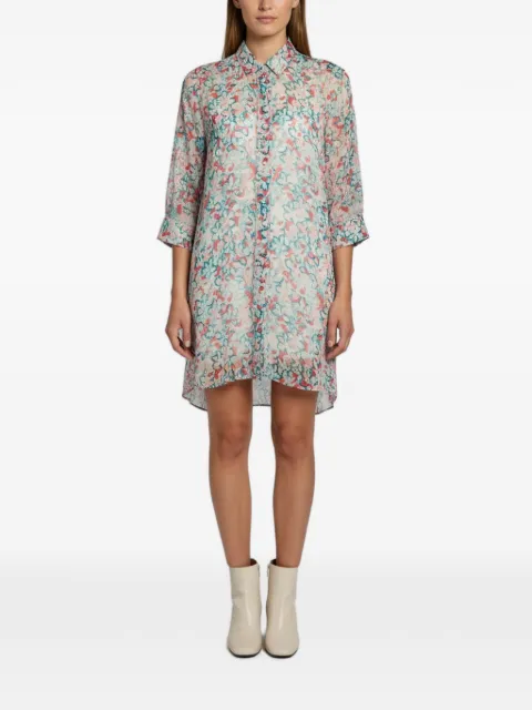 Kenzo Pre-Owned floral-print sheer mini shirt dress Neutrals 1385490