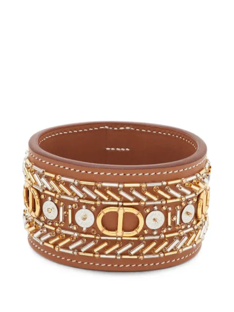 Hermès Pre-Owned beaded leather bangle bracelet Brown 1377893