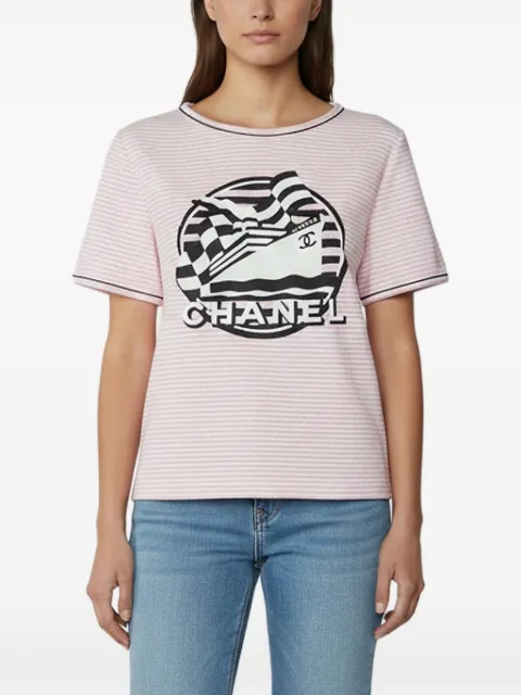 CHANEL Pre-Owned La Pausa striped T-shirt White 1385074