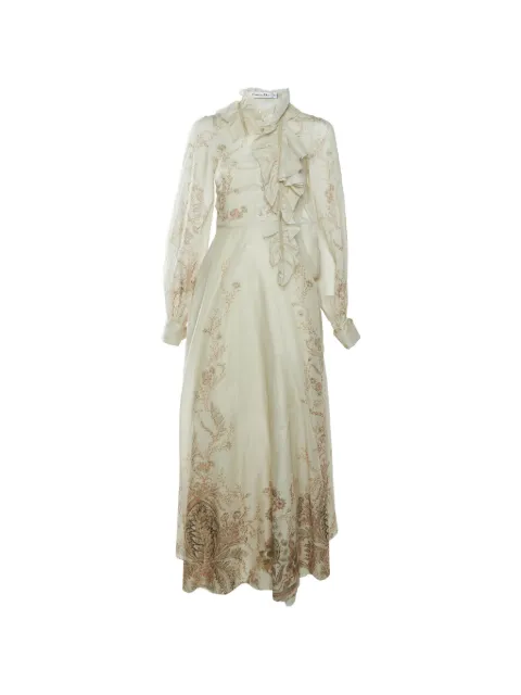 Christian Dior Pre-Owned ruffled maxi dress Neutrals 1390410
