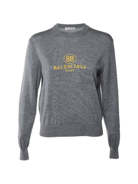 Balenciaga Pre-Owned logo-embroidered sweater Grey 1385622