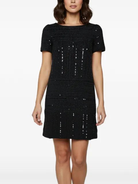 CHANEL Pre-Owned Identification striped shift mini dress Black 1392343