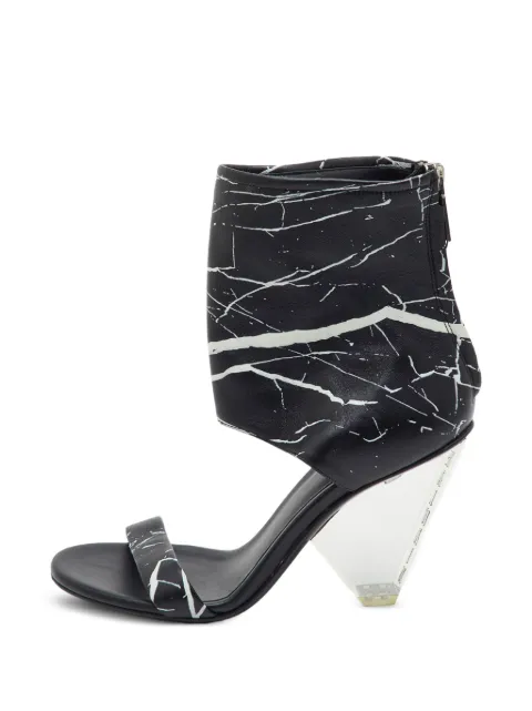 Balmain Pre-Owned Carrara marble-print ankle-cuff sandals Black 1391933