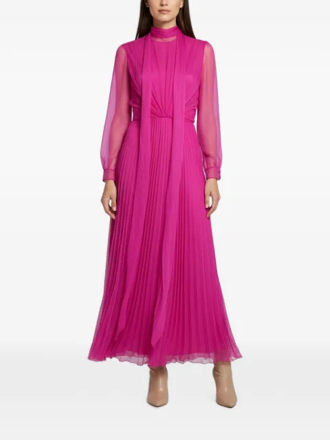 Christian Dior Pre-Owned pleated tie-neck gown maxi dress Pink 1393777