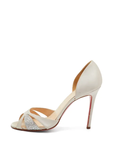 Christian Louboutin Pre-Owned crystal-embellished satin pumps White 1387890