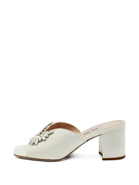 Miu Miu Pre-Owned crystal-embellished snakeskin-effect sandals White 1384964