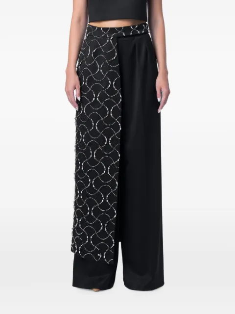 M.Marquise Meda crystal-embellished wool maxi overskirt Black MEDAOVERSKIRT