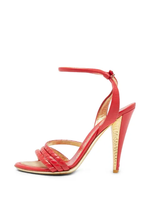 Ferragamo Pre-Owned quilted-finish ankle-strap sandals Red 631861