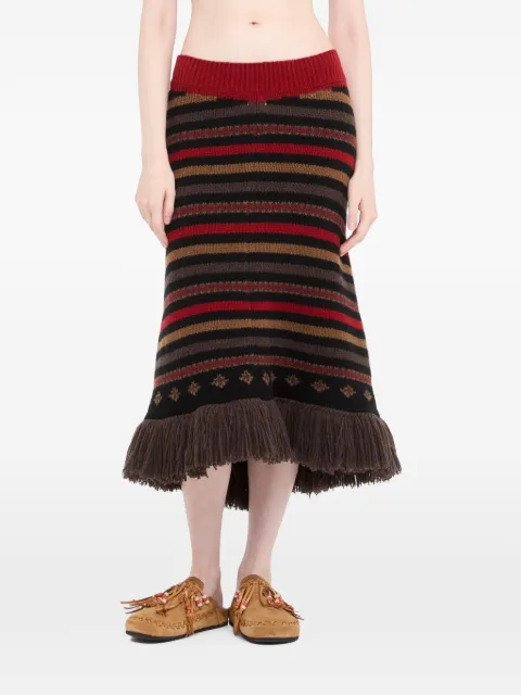 Alanui fringed midi skirt Black LWHL041E26KNI001