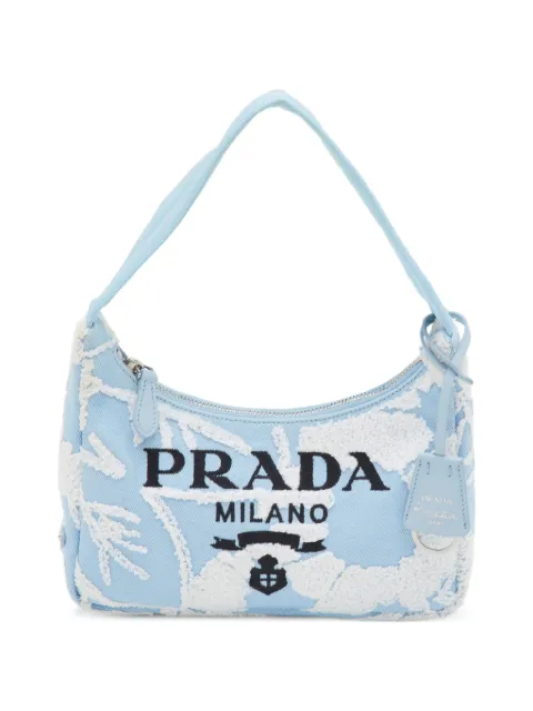 Prada Pre-Owned Re-Edition 2005 embroidered-logo shoulder bag Blue 1385962