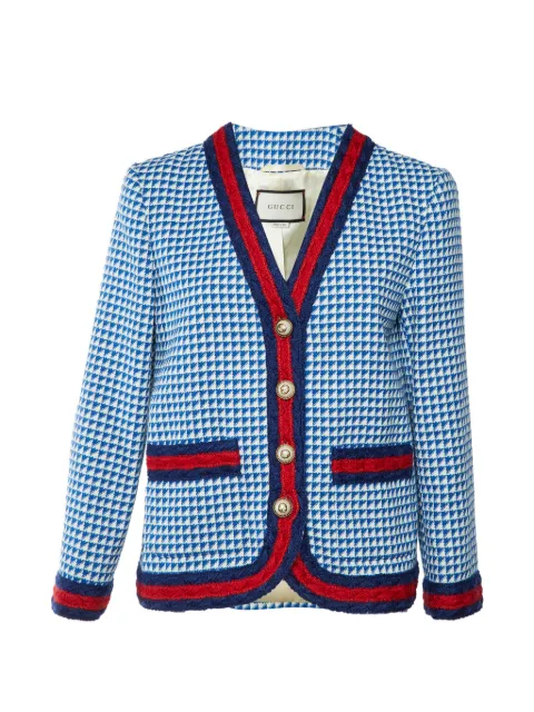 Gucci Pre-Owned 2017 patterned tweed jacket Blue 1393592
