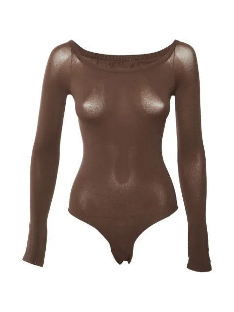 Alaïa Pre-Owned Second-Skin off-shoulder bodysuit Brown 1378203