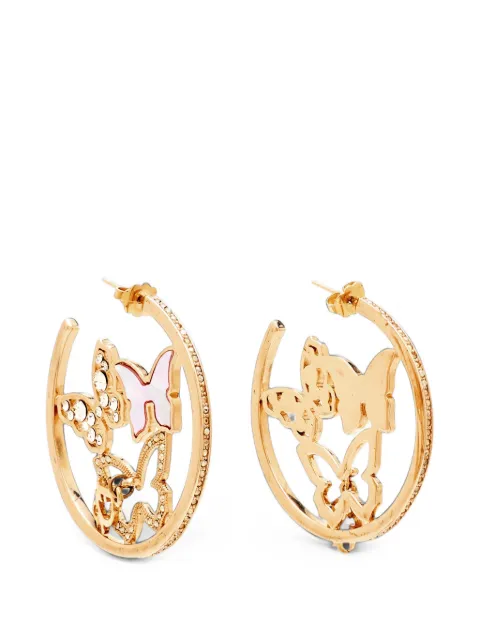 Christian Dior Pre-Owned butterfly crystal hoop earrings Gold 1389655