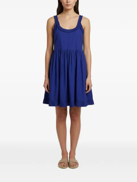 Miu Miu Pre-Owned ruffle-trim poplin mini dress Blue 1393732