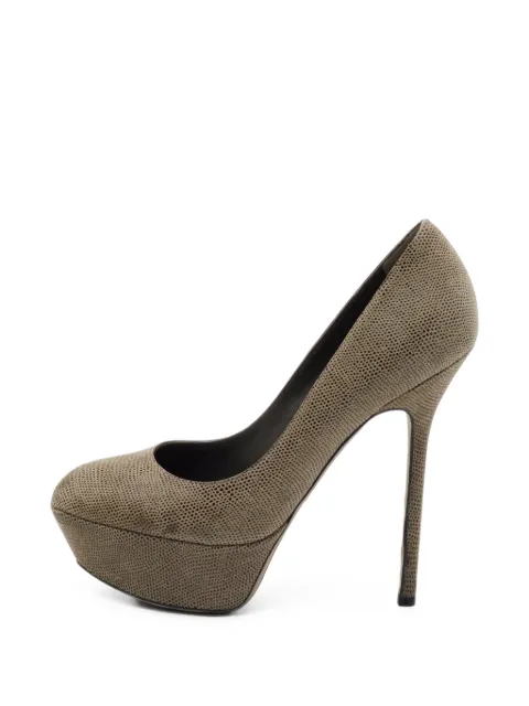 Sergio Rossi metallic embossed platform pumps Neutrals 1391287
