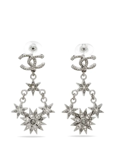 CHANEL Pre-Owned CC Starburst chandelier earrings Silver 1388775