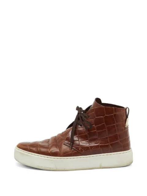 Louis Vuitton Pre-Owned Front Row croc-embossed sneakers Brown 1212833
