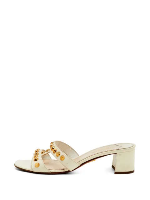 Prada Pre-Owned studded block-heel sandals Neutrals 1384969