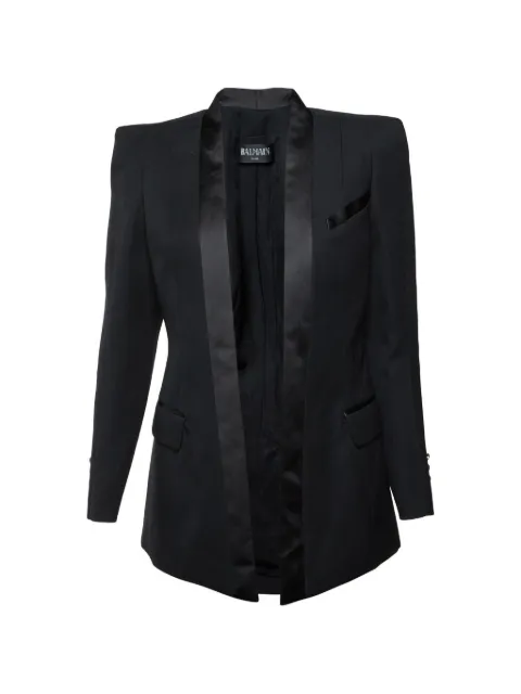 Balmain Pre-Owned satin-trim open-front blazer Black 1390824
