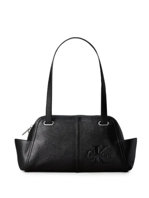 Calvin Klein logo-embossed panelled shoulder bag Black LV04F3688GUB1