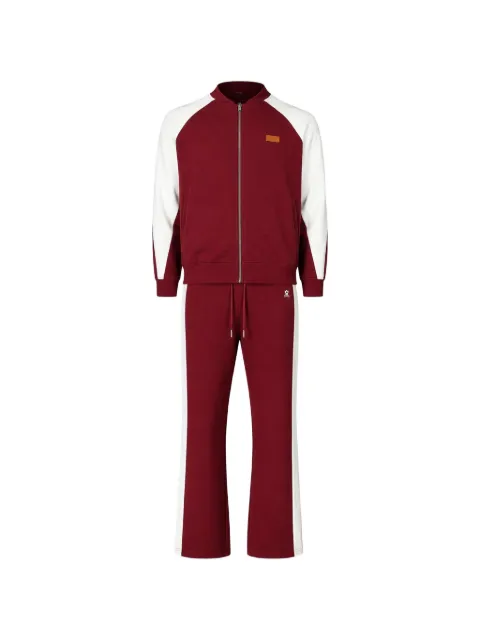 Maison hideout flower-patch zip-up track suit Red HXMCCFGRENAT