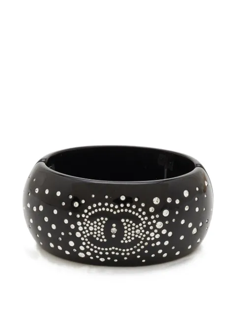 CHANEL Pre-Owned CC crystal-embellished bangle bracelet Black 1388805